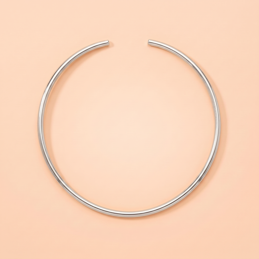Luna Choker Silver flat lay on peach