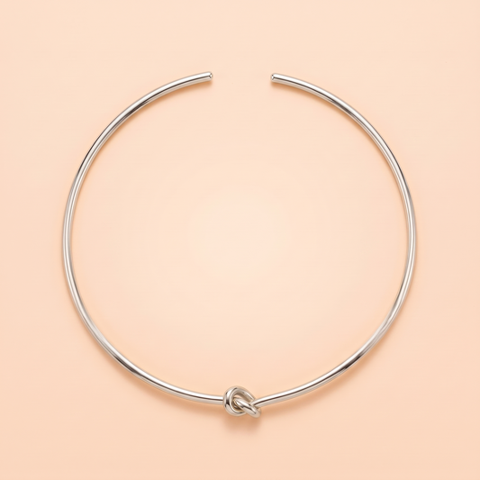 Promise Choker Silver flat lay on peach