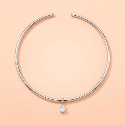 Goccia Choker Silver flat lay on peach