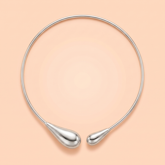 Bacio Choker Silver flat lay on peach